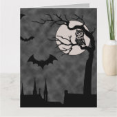 CARTE BLANK GOTHIC NIGHT OWL BATS LUNE BLANC BLANC (Devant)