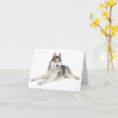 Carte Blank Siberian Husky Puppy Dog Hello Love Miss (Fleur jaune)