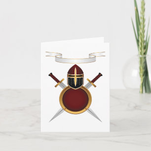 Carte Blason de chevalier médiéval Casque Épées Bouclier
