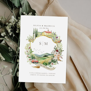 Carte Blason de mariage monogramme Toscane Italie