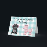 Carte Blast from the last 50th Birthday Greeting Card<br><div class="desc">Jolie carte d'anniversaire de style rétro, avec des graphiques d'un caniche rose et un juke-box rose et bleu coloré sur un aqua et blanc en vichy arrière - plan. Le texte en noir, sur le devant, dit : Cinquante Jamais Ne Semblait Si Bien. Personnalisez tout le texte à l'intérieur et...</div>