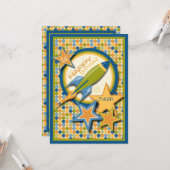 Carte Blast Off ! Anniversaire du vaisseau spatial (Devant/Arrière en situation)