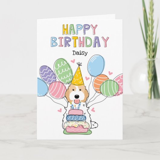 Carte Blenheim Cockapoo Chien Cavapoo Joyeux anniversair (Devant)