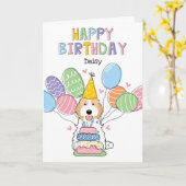 Carte Blenheim Cockapoo Chien Cavapoo Joyeux anniversair (Fleur jaune)