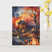 Carte Blessé Samhain Feuilles de forêt d'automne de feu (Fleur jaune)