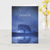 Carte Blessed Be Happy Birthday Oak Tree and Moon (Fleur jaune)