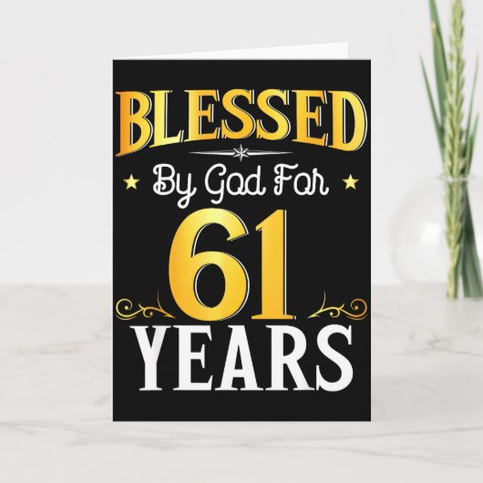 Carte Blessed By God For 61 Years 61th Birthday Men Wome (Devant)