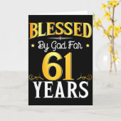 Carte Blessed By God For 61 Years 61th Birthday Men Wome (Fleur jaune)