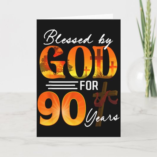 Carte Blessed By God For 90 Years Old Gift 90th Birthday (Devant)