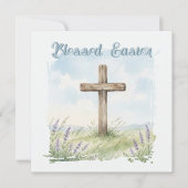 Carte Blessed Easter Watercolor Easter Cross Greeting (Devant)