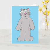 Carte Blessure à la tête se bien bientôt Cartoon Chat (Fleur jaune)