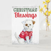 Carte Blessures de Noël du chien mignon (Fleur jaune)