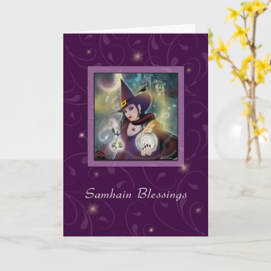 Carte Blessures Samhain - Épersion pourpre sorcière (Fleur jaune)