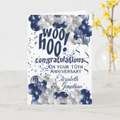 Carte Bleu 10e anniversaire Félicitations (Fleur jaune)