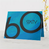 Carte Bleu 60 Décennie Anniversaire (Fleur jaune)