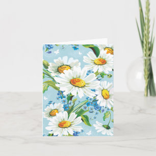 Carte Bleu à motif floral blanc