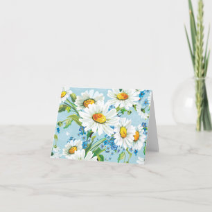 Carte Bleu à motif floral blanc