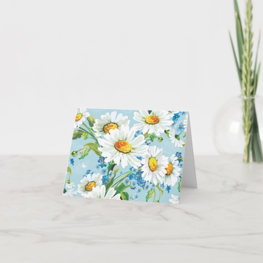 Carte Bleu à motif floral blanc (Devant)