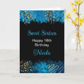 Carte Bleu alcool Encre douce 16 (Fleur jaune)