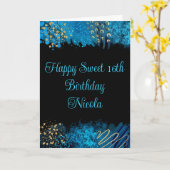 Carte Bleu alcool Encre douce 16 (Fleur jaune)