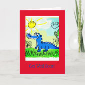 Carte Bleu Alligator Kids, 5" x 7" Plié Get Well Card (Devant)