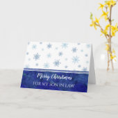 Carte Bleu Aquarelle Oncle Fils en droit Joyeux Noël (Fleur jaune)