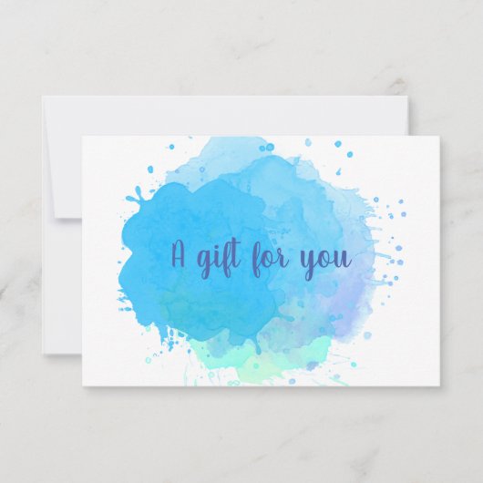 Carte Bleu Aquarelle SplashCreative Certificat cadeau (Devant)