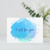 Carte Bleu Aquarelle SplashCreative Certificat cadeau (Debout devant)