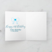 Carte Bleu arc heureux 21e anniversaire nom date petite  (Intérieur)