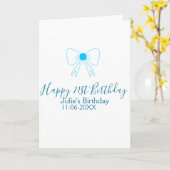 Carte Bleu arc heureux 21e anniversaire nom date petite  (Fleur jaune)