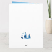 Carte Bleu, Argent et Blanc Japandi Père Noël (Dos)