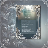 Carte bleu art déco cadre orné invite de mariage