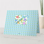 Carte Bleu Avec Floral Coloré (Dos)