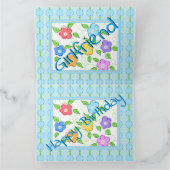 Carte Bleu Avec Floral Coloré (Intérieur)