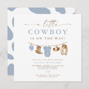 Carte Bleu Baby Clothesline Petit Baby shower Cowboy