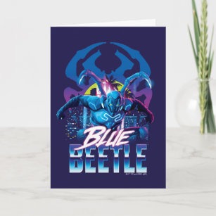 Carte Bleu Beetle Rétrowave Ville coucher du soleil