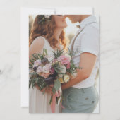 Carte Bleu beige abstrait peint mariage photo (Dos)