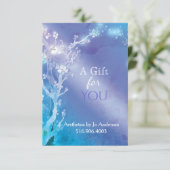 Carte Bleu Bijoux Arbres Business Certificat cadeau (Debout devant)