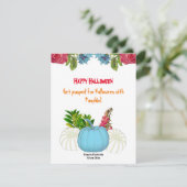 Carte Bleu blanc Bleu Chute Citrouille Aquarelle Flore V (Debout devant)