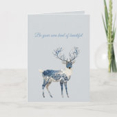 Carte Bleu Blanc Chic Cerf Anniversaire (Devant)