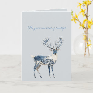 Carte Bleu Blanc Chic Cerf Anniversaire