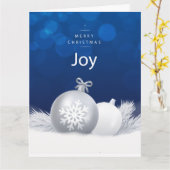 Carte Bleu blanc neige de Noël do-it-yourself message ar (Fleur jaune)