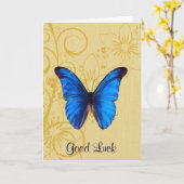 Carte Bleu Bleu Bleu Bon Papillon art Vintage (Fleur jaune)