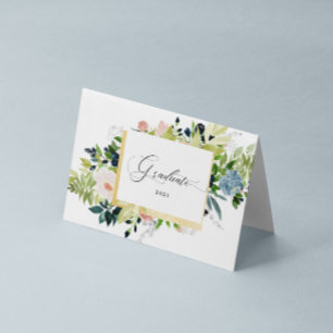 Carte Bleu Bleu Bleu Floral Photo Plié Graduation