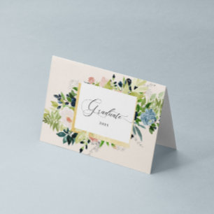 Carte Bleu Bleu Bleu Floral Photo Plié Graduation