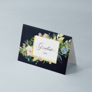 Carte Bleu Bleu Bleu Floral Photo Plié Graduation