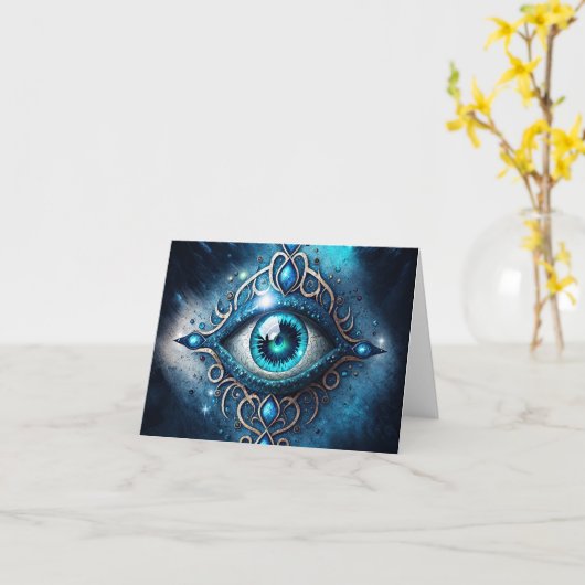 Carte Bleu Bleu Bleu Tous Voir les yeux Illuminati (Fleur jaune)