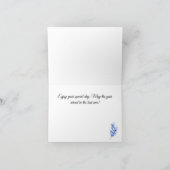 Carte Bleu Bleu Tropical Feuille Motif Joyeux anniversai (Intérieur)