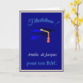 Carte Bleu bouchon de graduation no2 - Félicitations en (Fleur jaune)