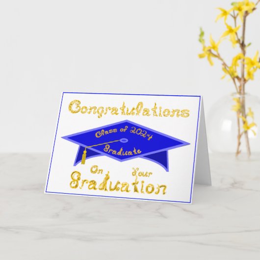 Carte Bleu Cap Graduate Classe 2024 Casquette (Fleur jaune)